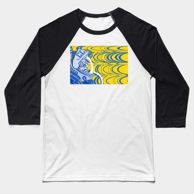 Re-entrY Comrade Blue and Yellow Baseball T-Shirt by grosvenordesign